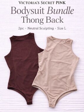 Victoria’s Secret PINK Bodysuit Bundle 2pc Neutral Sculpting L